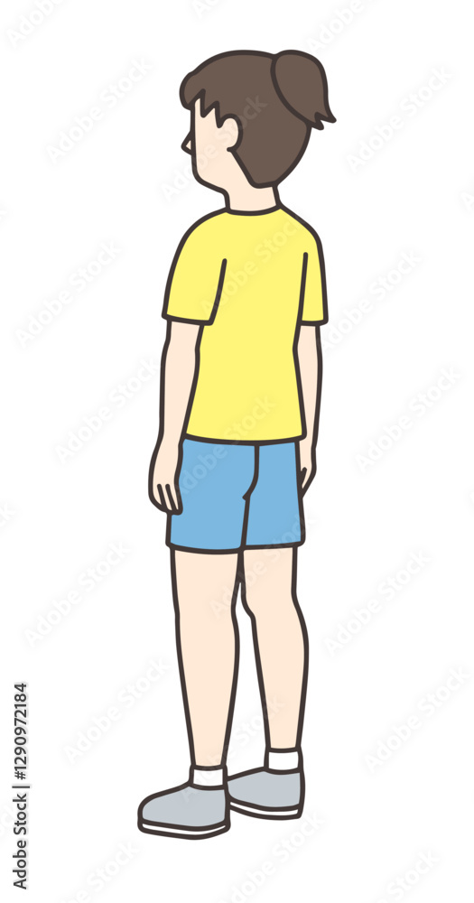 直立している女性の全身05、後側