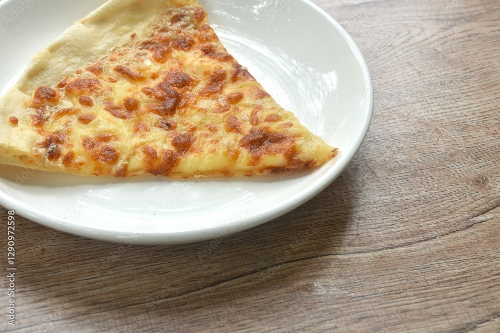 piece of baking homemade pizza topping truffle on plate piece of baking homemade pizza topping truffle on plate