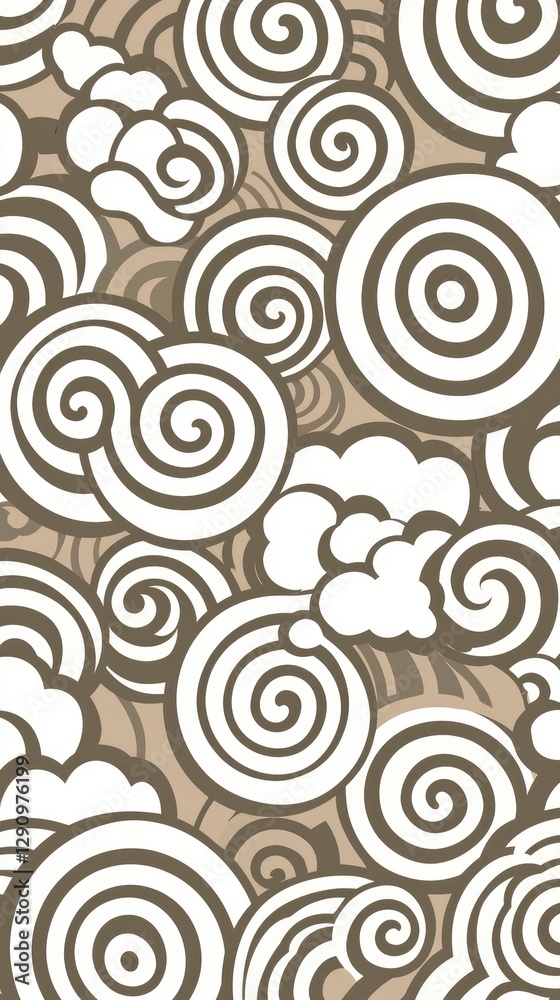 Obraz premium Abstract Swirl Cloud Pattern Seamless Beige and White Texture