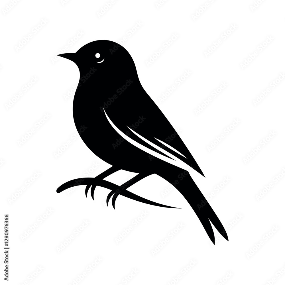Obraz premium Nightingale Silhouette Vector – Elegant Songbird Illustration in EPS Format