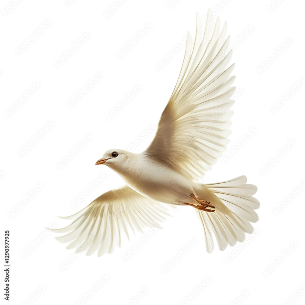 Fototapeta premium White Dove in Flight Graceful Wings Peaceful Soaring