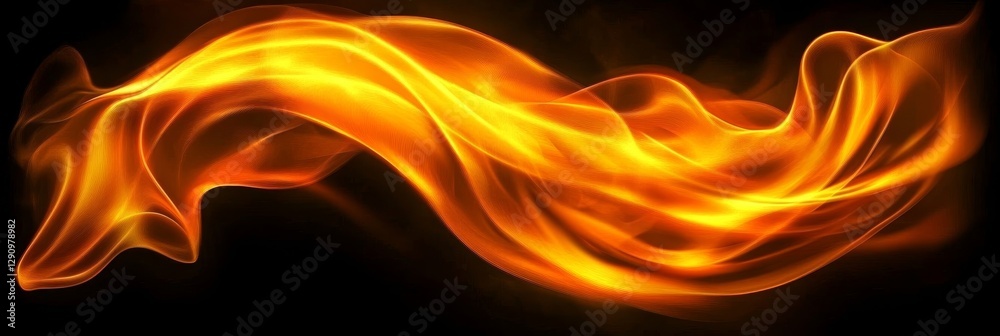 Abstract Flowing Golden Flames on a Black Background Vibrant and Energetic Design Element Abstract Flowing Golden Flames on a Black Background Vibrant and Energetic Design Element