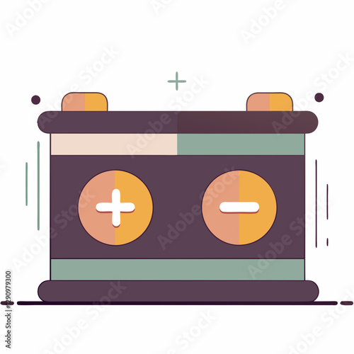 Colorful illustration of a battery with positive and negative terminals, symbolizing power and energy