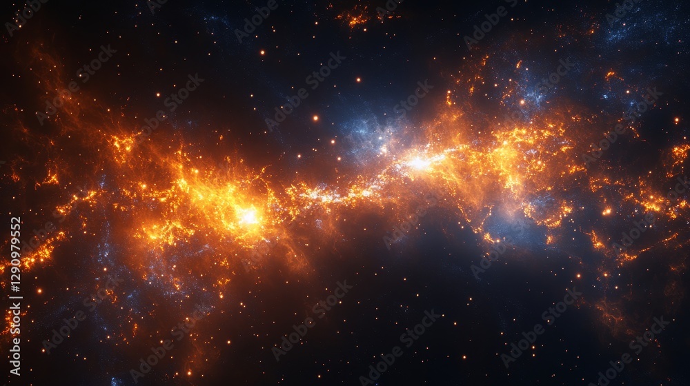 Fototapeta premium Abstract Night Sky with Glowing Stars and Nebulas, Generative AI