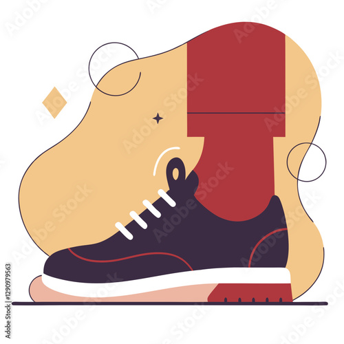 Stylized illustration of a sneaker on a foot, emphasizing athletic footwear design