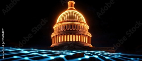 The capitol building surrounded by dynamic light trails creating a vibrant scene