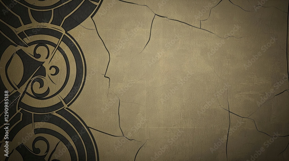 Naklejka premium Abstract Ornamental Design on Cracked Texture Background