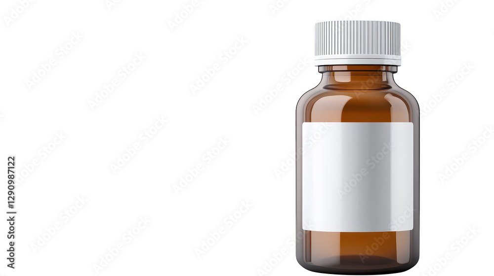Closeup of brown bottled liquid with white cap, a detailed look at the rich color, texture and packaging Closeup of brown bottled liquid with white cap, a detailed look at the rich color, texture and packaging