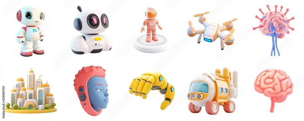 Fototapeta premium Futuristic Robots and Space Exploration Toys