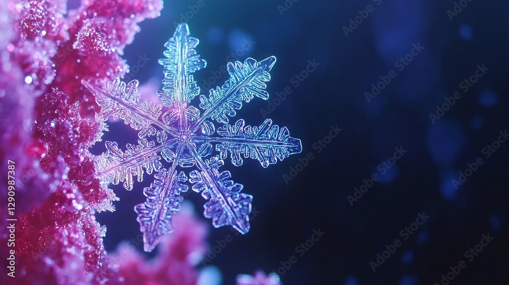 A Stunning Close-up of a Snowflake, Capturing the Beauty and Detail of Winter's Ice Crystal A Stunning Close-up of a Snowflake, Capturing the Beauty and Detail of Winter's Ice Crystal