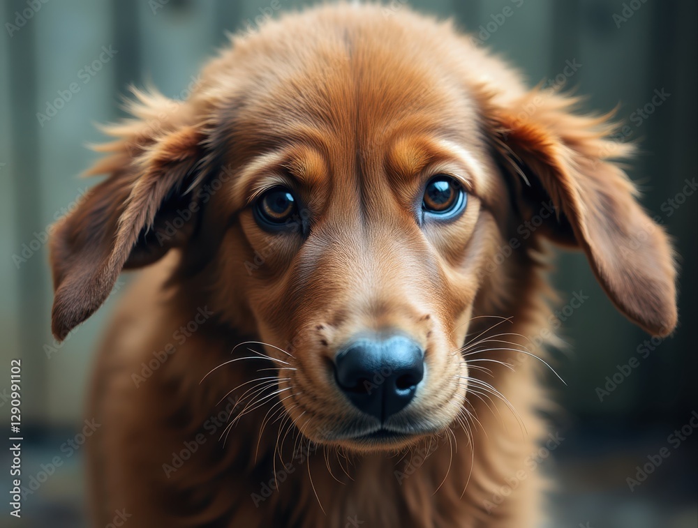 Obraz premium Portrait of adorable brown puppy dog with expressive eyes