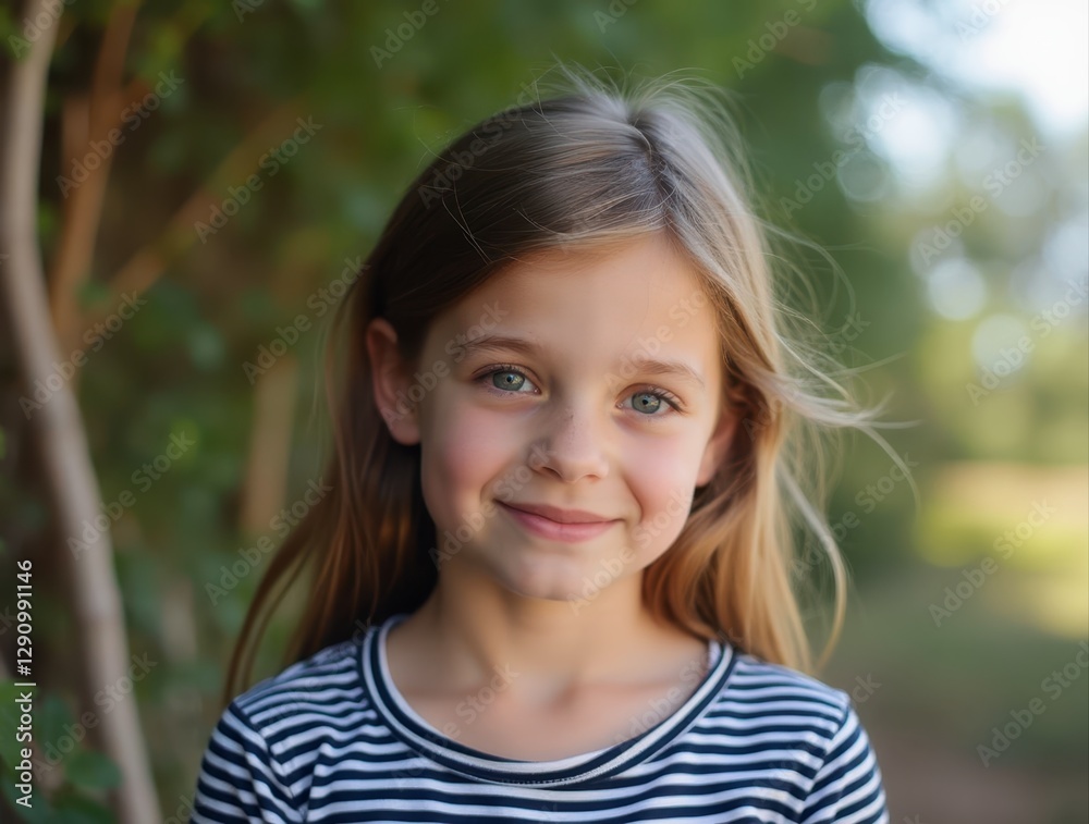 Portrait of smiling young girl with blond hair in nature Portrait of smiling young girl with blond hair in nature