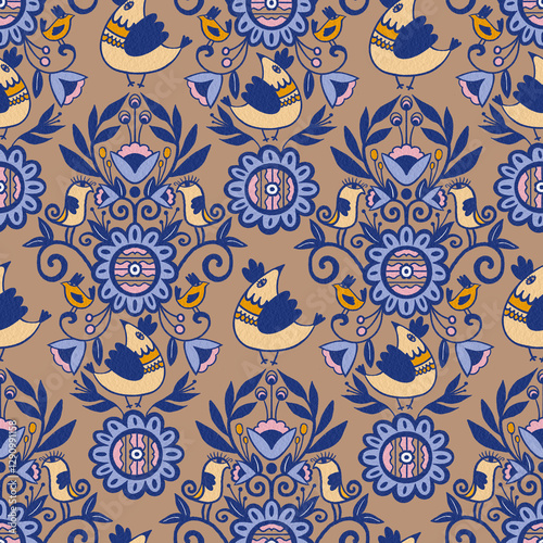 Seamless pattern with floral ornament.