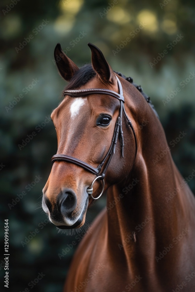 Obraz premium Close-up of a horse with a bridle, great for equestrian or farm-themed projects