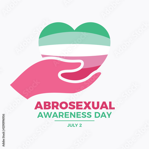 Abrosexual Awareness Day poster vector illustration. Hand giving heart icon. LGBT abrosexual love symbol. Abrosexual graphic design element. Template for background, banner, card. 2 July