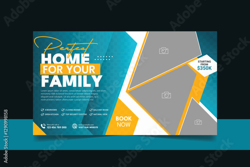 Real estate house property sale promotional web banner social media template design