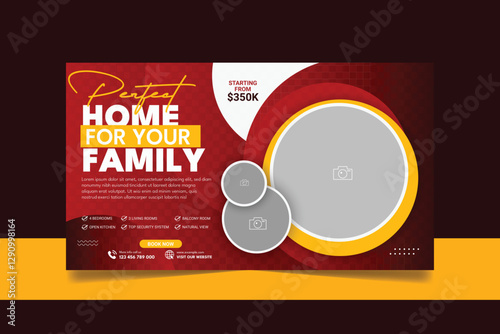 Real estate house property sale promotional web banner social media template design