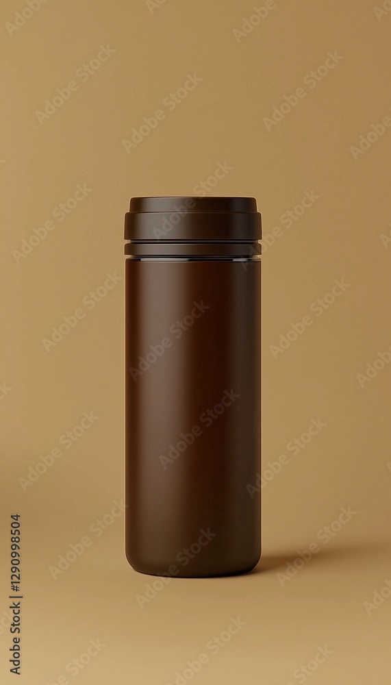 Fototapeta premium Hot bottle tumbler deep brown color alluminium to keep warn water