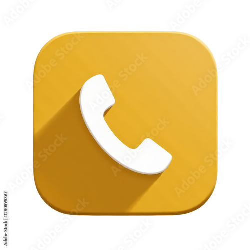 Yellow Rounded Square with White Phone Icon and transparent background