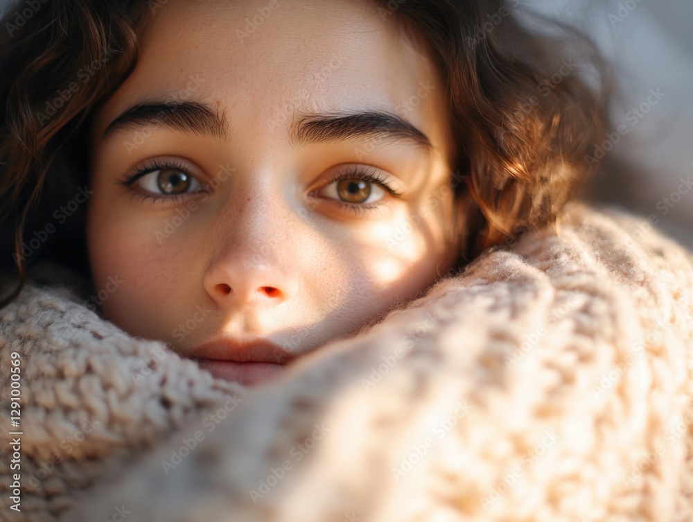 Close Up Portrait of a Girl with a Scarf