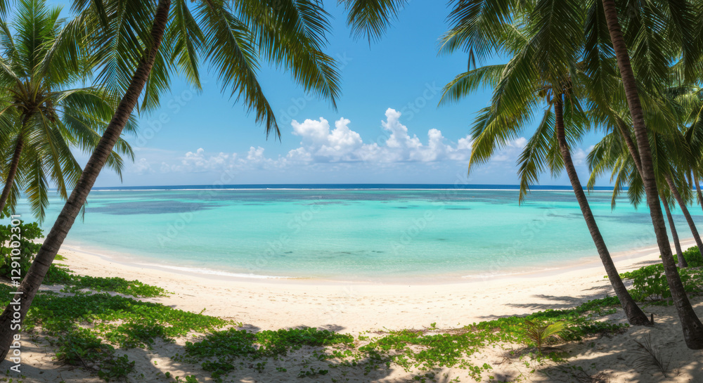 Tropical beach palm trees sand ocean paradise travel