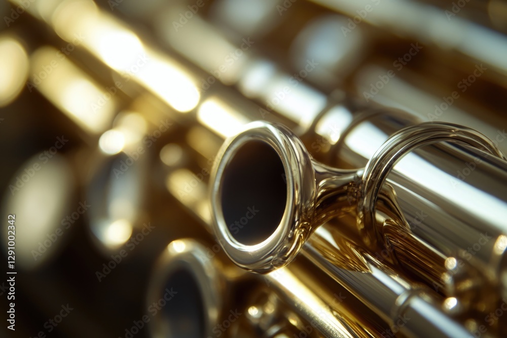 Naklejka premium A close-up view of a gold finished flute