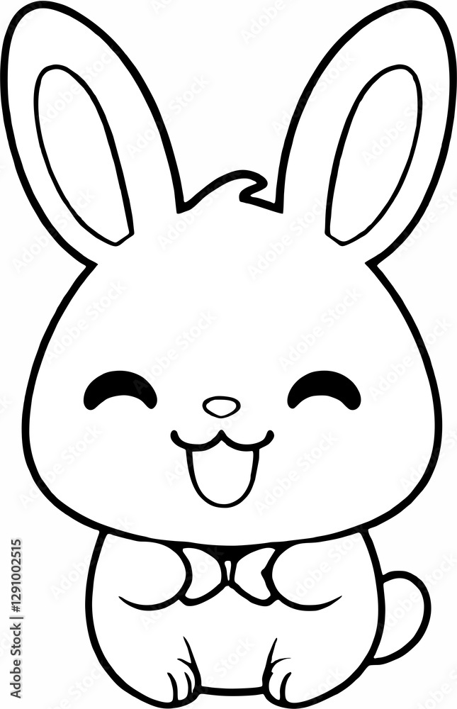 Easter bunny drawing, black and white line drawing, can be colored. Easter bunny drawing, black and white line drawing, can be colored.