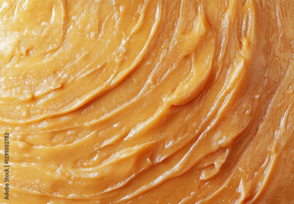 Fototapeta premium Creamy and Smooth Peanut Butter Spread Background Texture with Whirls and Waves Ideal for Food Photography and Culinary Arts Projects