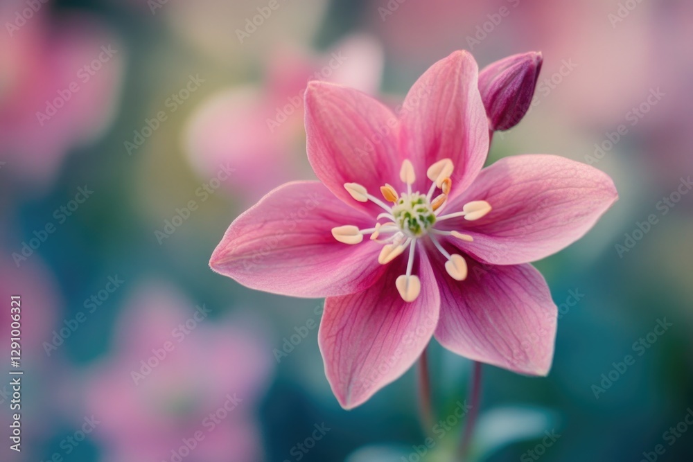 A detailed view of a pink flower with soft focus in the background A detailed view of a pink flower with soft focus in the background