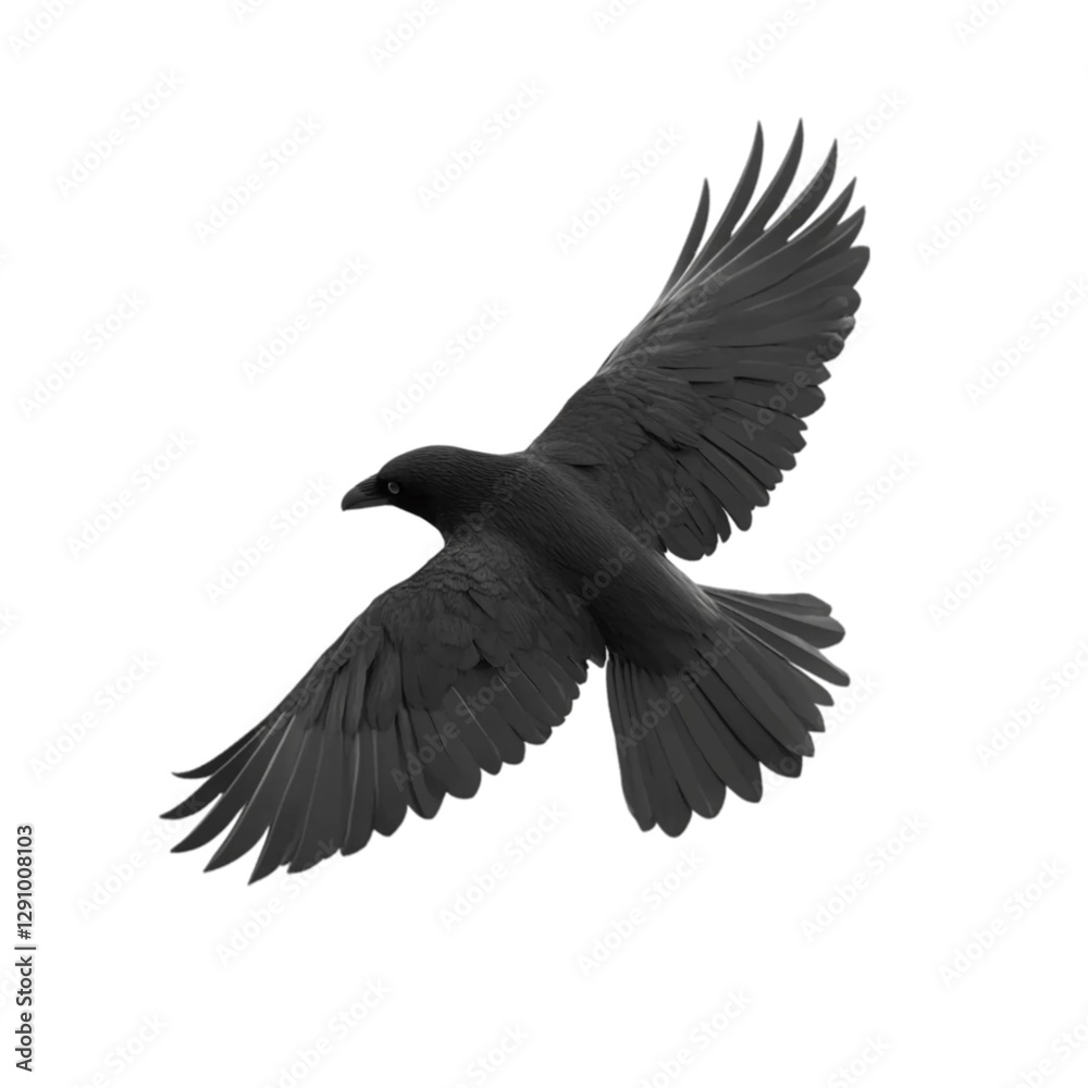 Fototapeta premium Majestic Raven in Flight Dark Wings Soaring Mysterious Background
