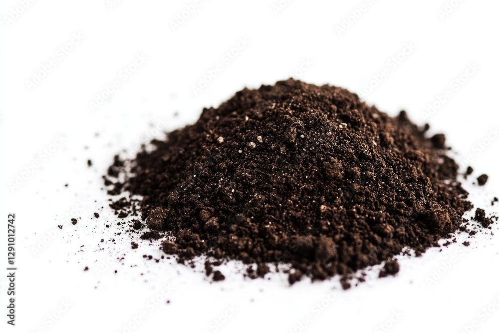 A mound of earth sitting on a clean surface, ideal for conceptual or decorative use