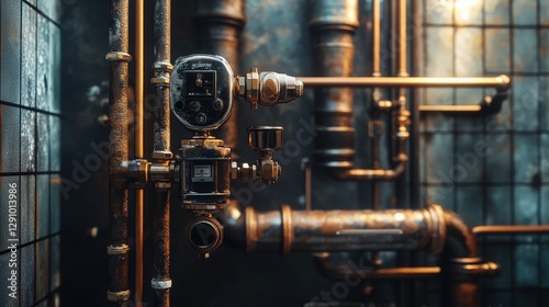 Home heating and water heating system. Double boiler. Connecting pipes to the heating boiler 