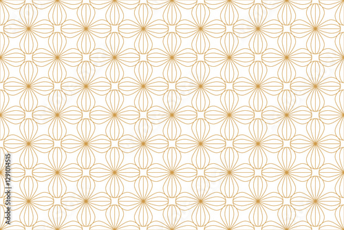 Symmetrical gold seamless floral pattern. Delicate, repeating design with a classic, elegant feel. Perfect for backgrounds and textiles.