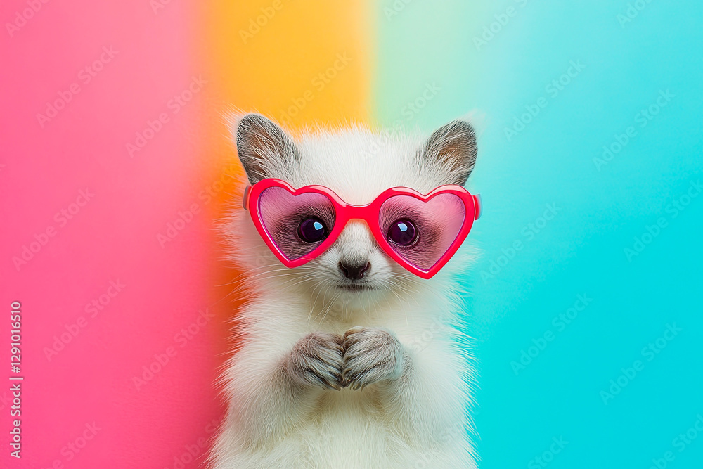 Cute Animal Wearing Heart Sunglasses Cute Animal Wearing Heart Sunglasses