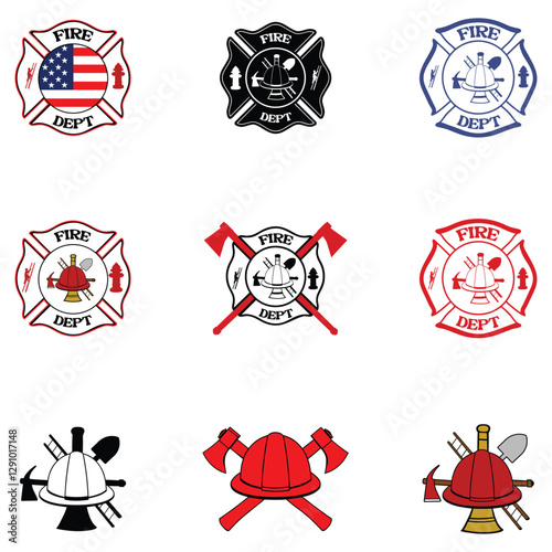 fire department clipart design, Fire department Maltese cross vector illustration Bundle