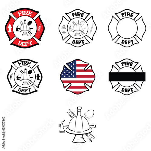 fire department clipart design, Fire department Maltese cross vector illustration Bundle