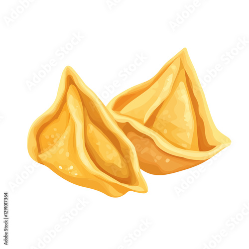 Minimalist flat illustration of Wontons, featuring a clean design isolated on a white background.

