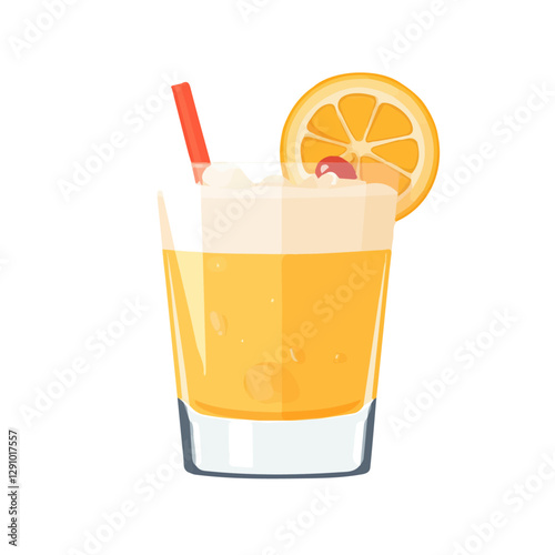 Minimalist flat illustration of Whiskey Sour, featuring a clean design isolated on a white background.

