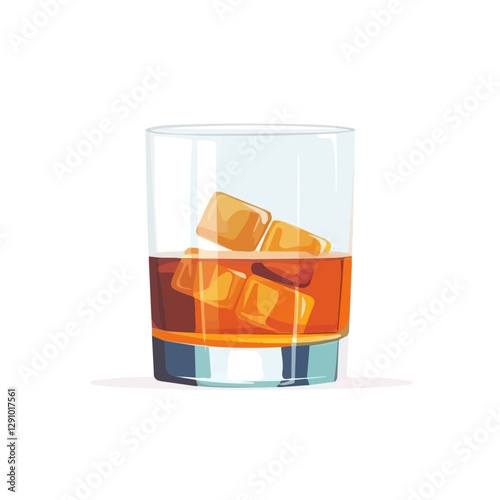 Minimalist flat illustration of Whiskey, featuring a clean design isolated on a white background.

