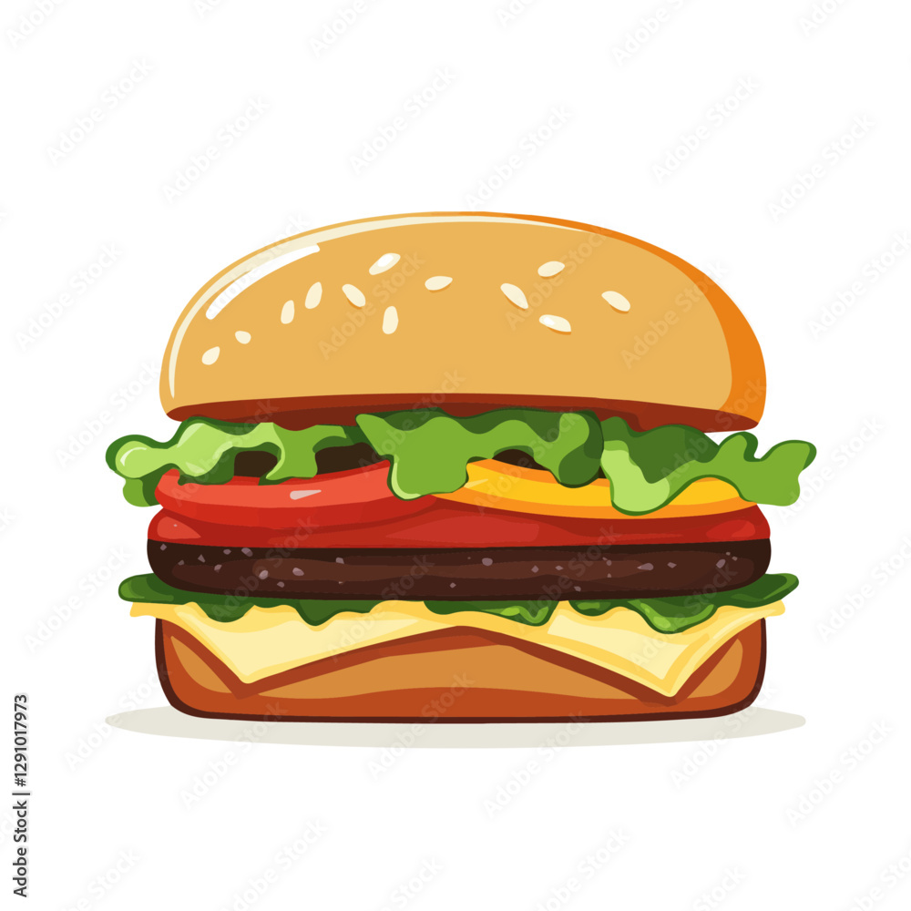 Minimalist flat illustration of Veggie Burger, featuring a clean design isolated on a white background.
Minimalist flat illustration of Veggie Burger, featuring a clean design isolated on a white background.