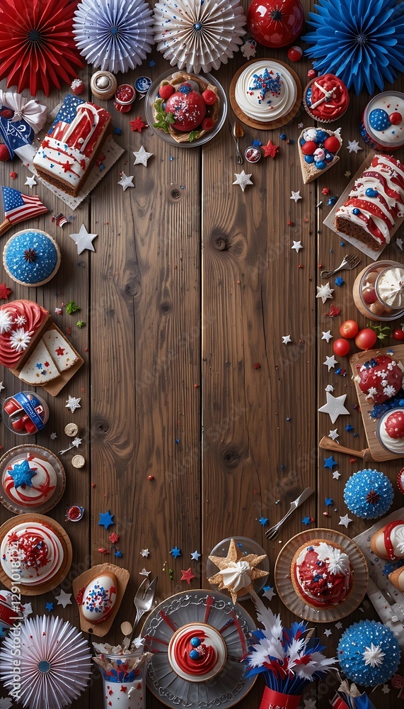 Fototapeta premium Festive Patriotic Sweets for Fourth of July Holiday Celebration Display