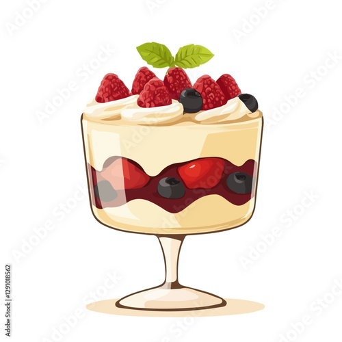 Minimalist flat illustration of Trifle, featuring a clean design isolated on a white background.

