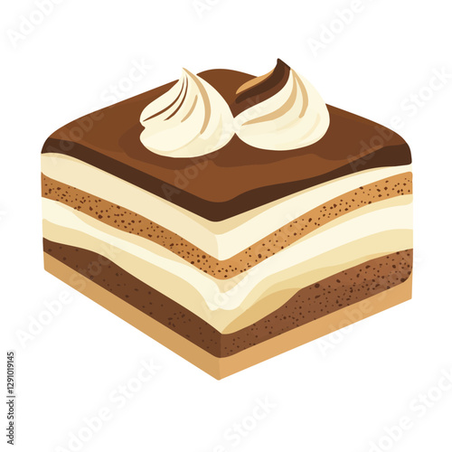 Minimalist flat illustration of Tiramisu, featuring a clean design isolated on a white background.

