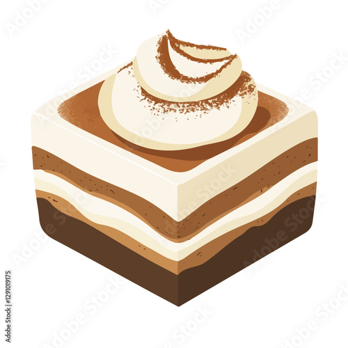 Minimalist flat illustration of Tiramisu, featuring a clean design isolated on a white background.

