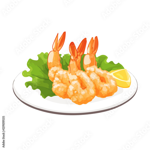 Minimalist flat illustration of Tempura, featuring a clean design isolated on a white background.

