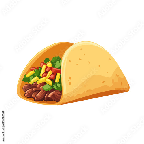 Minimalist flat illustration of Tacos Al Pastor, featuring a clean design isolated on a white background.


