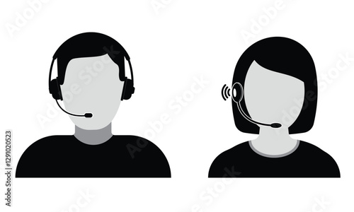 Customer support icon vector set. Call center vector symbol design. Customer service icon logo design. Boy and Girl tele color icon. Vector illustration. 