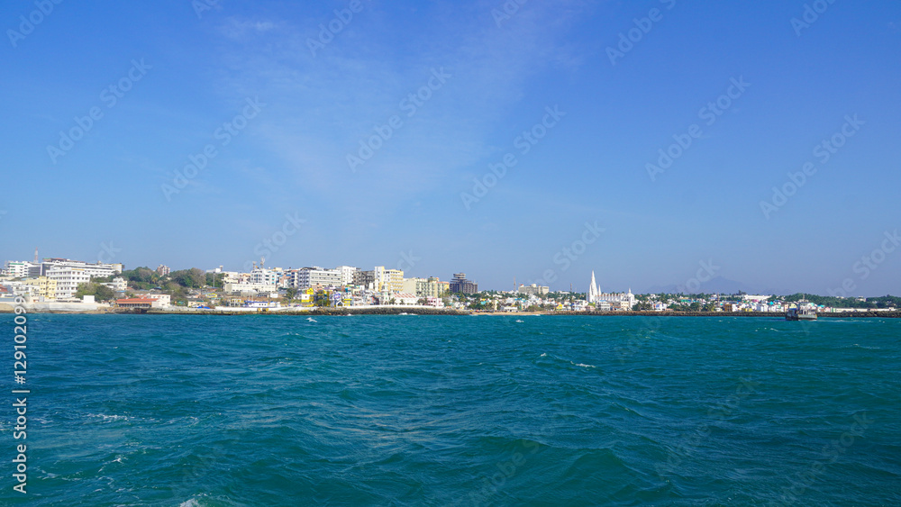 kanyakumari city skyline with ocean view kanyakumari city skyline with ocean view
