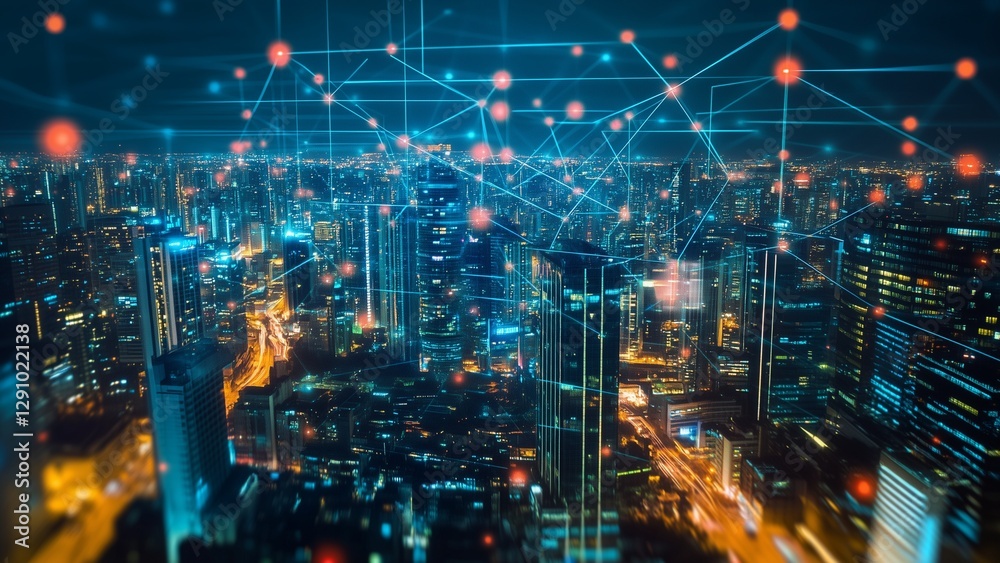 Fototapeta premium Smart City Network Digital Connection Urban Technology Global Communication