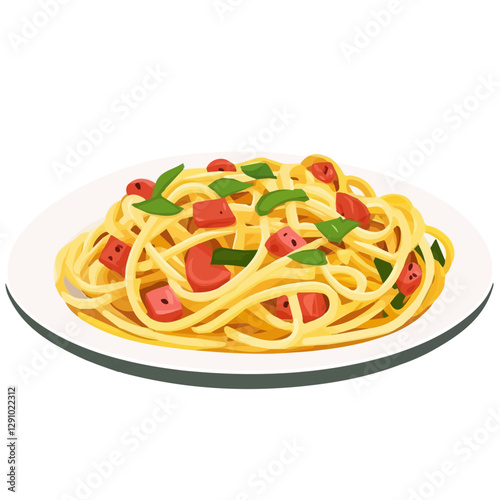 Minimalist flat illustration of Spaghetti, featuring a clean design isolated on a white background.

